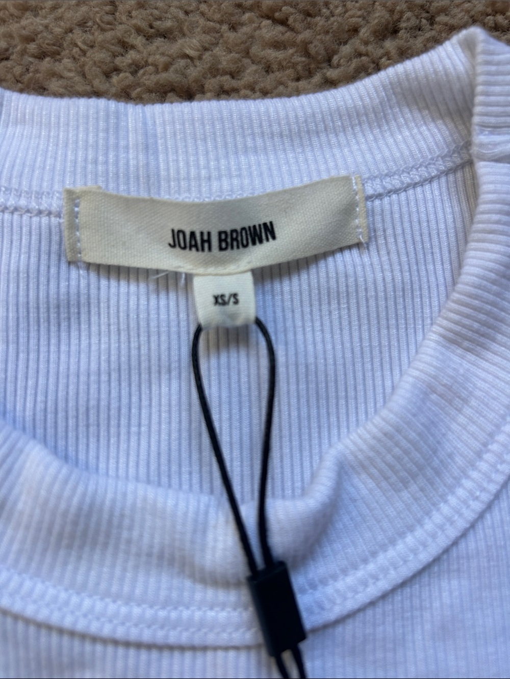 Joah Brown White Ribbed Crop Tank - Picture 3 of 6
